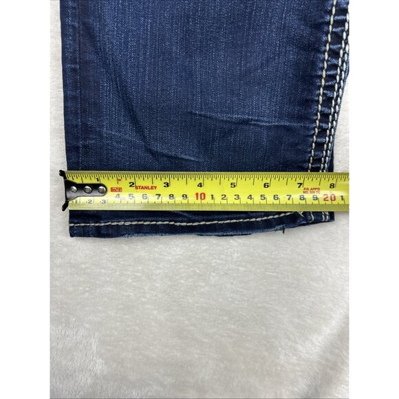 Silver Tuesday Women's Mid Boot Dark Wash Blue Jeans Tag Sz 32w/31L Low Rise - Picture 7 of 10